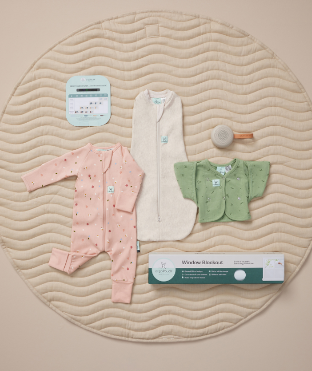 Newborn gift set from ergoPouch, designed to create a comfortable and safe sleep environment.