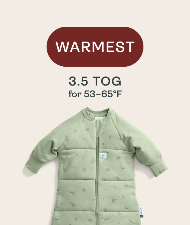 ergoPouch 3.5 TOG is our warmest one suitable for temperatures 53-65 degrees Fahrenheit 