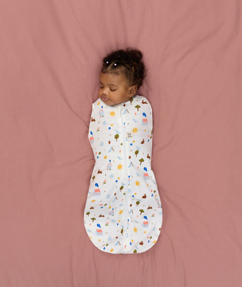 TOG-rated newborn swaddle from ergoPouch, made from organic, breathable materials to support safe and quality sleep.