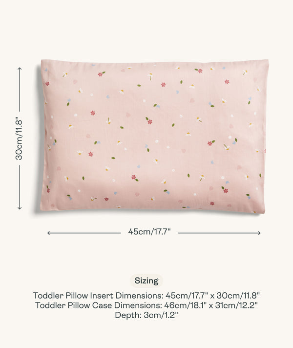 Sizing dimensions for ergoPouch Organic Toddler Pillow Case Daisies