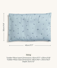 Sizing dimensions for ergoPouch Organic Toddler Pillow Case Dragonflies