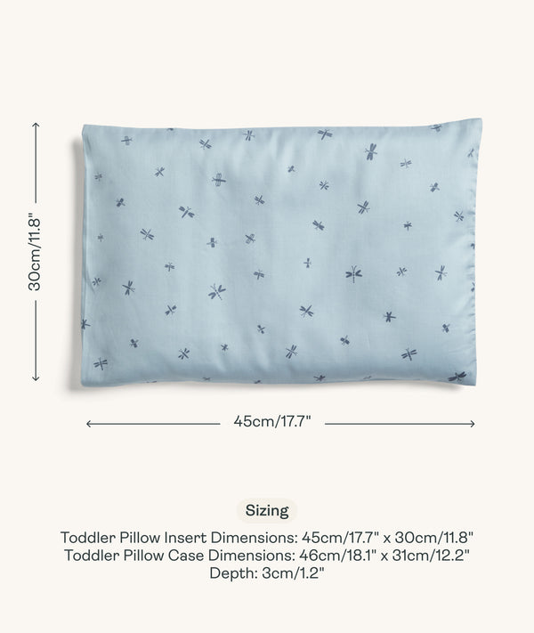 Sizing dimensions for ergoPouch Organic Toddler Pillow Case Dragonflies