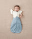Baby wearing an ergoPouch Butterfly Cardi Oatmeal Marle with one arm out
