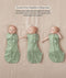 Three side-by-side images showing a baby demonstrating how to transition a Cocoon Swaddle Sack into an arms-out Sleep Sack.