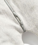 Close up of ergoPouch Sleep Onesie 1.0 TOG Grey Marle multi zip
