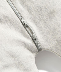 Close up of ergoPouch Sleep Onesie 1.0 TOG Grey Marle multi zip