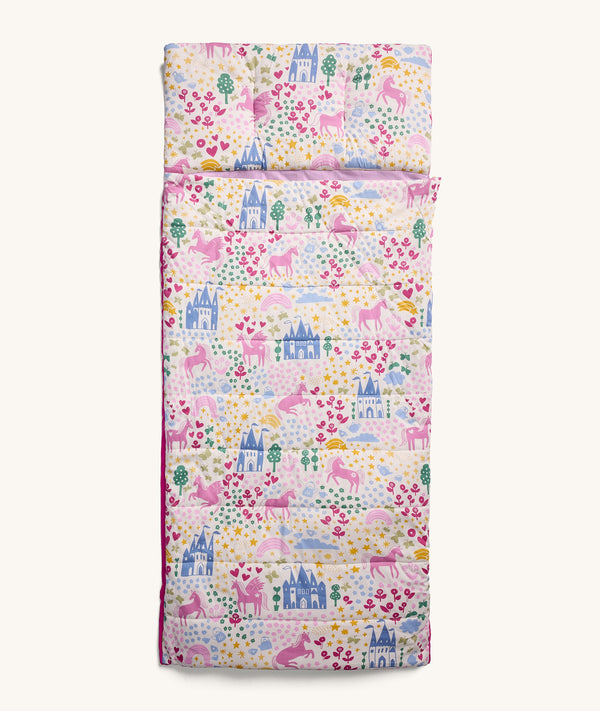 DreamRoll All-in-One Sleep Mat Unicorn Dreams zipped up