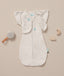 Flatlay of a newborn essential starter kit including ergoPouch  White Noise Machine, Cocoon Swaddle Sack 1.0 TOG and Butterfly Cardi in Oatmeal Marle