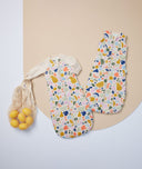 Flatlay of ergoPouch Sleep Sack 2.5 TOG Fruit Salad, with sleeves and no sleeves
