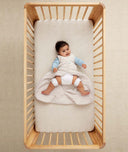 Baby with hip dysplasia in hip-harness-sleep-sack-2-5-tog-oatmeal-marle