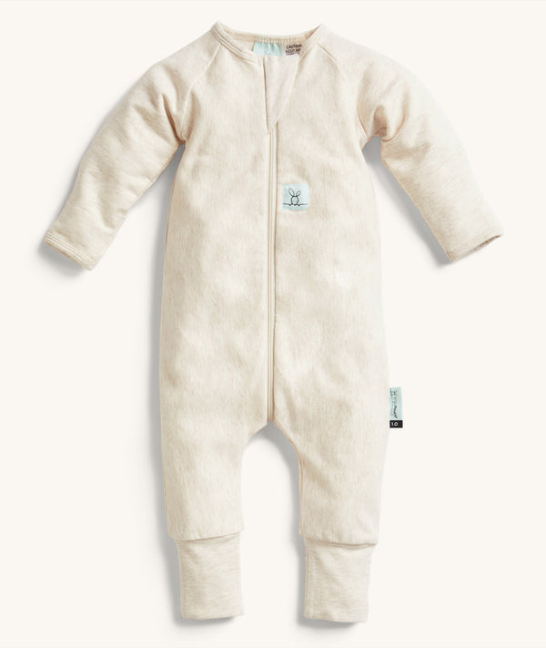 Product shot of ergoPouch Long Sleeve Romper 2.0 TOG Oatmeal Marle
