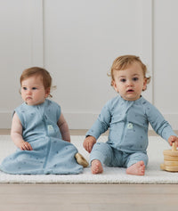 Two Infants wearing sleep-sack-1-0-tog-dragonflies and Long Sleeve Romper Dragonflies