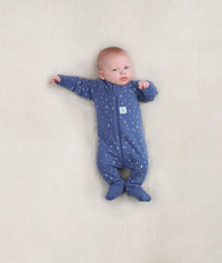 Newborn wearing ergoPouch Long Sleeve Romper 0.2 TOG Night Sky