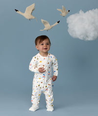 Toddler wearing ergoPouch Long Sleeve Romper 1.0 TOG Daydream