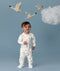 Toddler wearing ergoPouch Long Sleeve Romper 1.0 TOG Daydream