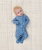 Newborn baby wearing ergoPouch Long Sleeve Romper 1.0 TOG in Petit Pretzel