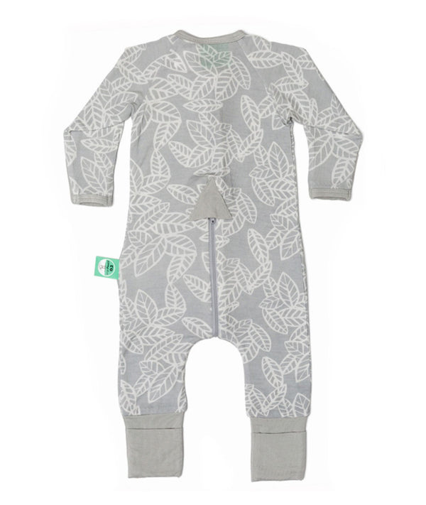Back view of the ergoPouch Long Sleeve Romper 0.2 TOG Rainforest Leaves