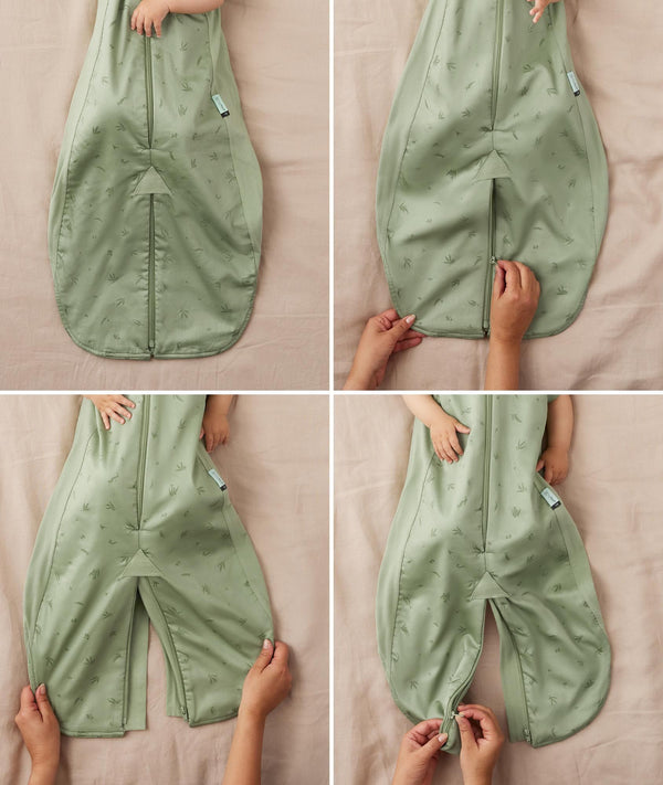 ergoPouch Sleep Suit Sack converting from a sleep sack to a sleep suit with legs