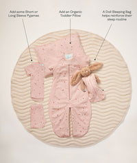 Dress your child appropriately with an ergoPouch Sleep Suit Sack 1.0 TOG Berries, Short or Long Sleeve Pajamas and an Organic Toddler Pillow