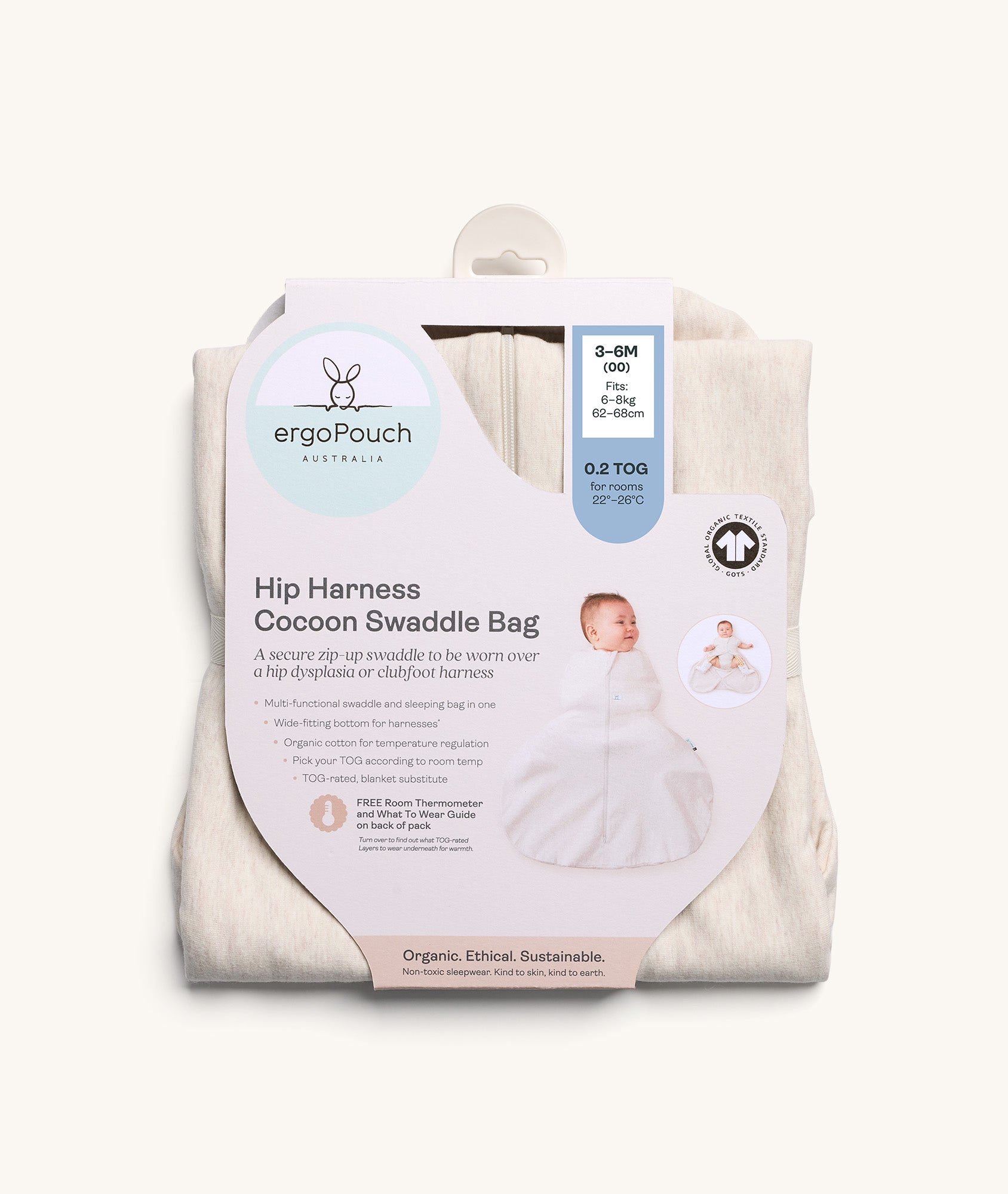 Hip Harness Cocoon Swaddle Sack 0.2 TOG Oatmeal Marle – ergopouch US