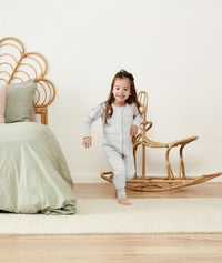 Child playing in ergoPouch Sleep Onesie 2.5 TOG Grey Marle, warm for the winter