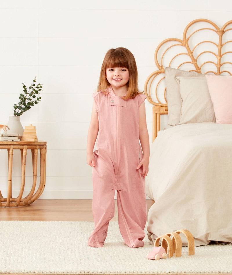 Preschooler wearing an ergoPouch Sleep Suit Sack 0.3 TOG Berries