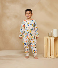Child playing in ergoPouch Sleep Onesie 3.5 TOG Fruit Salad, warm for the winter