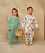 Two children playing in ergoPouch Sleep Onesie 2.5 TOG Fruit Salad, warm for the winter