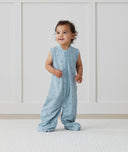 Toddler wearing an ergoPouch Sleep Suit Sack 0.2 TOG Dragonflies