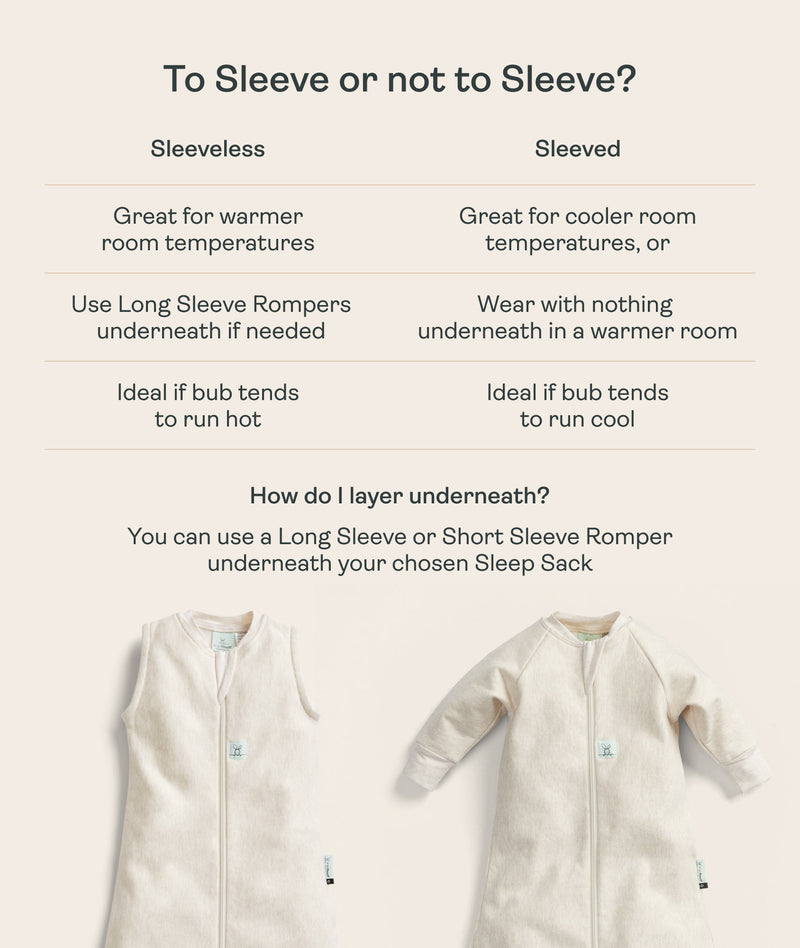 Comparison between Sleeveless and Sleeved Sleep Sack Oatmeal Marle