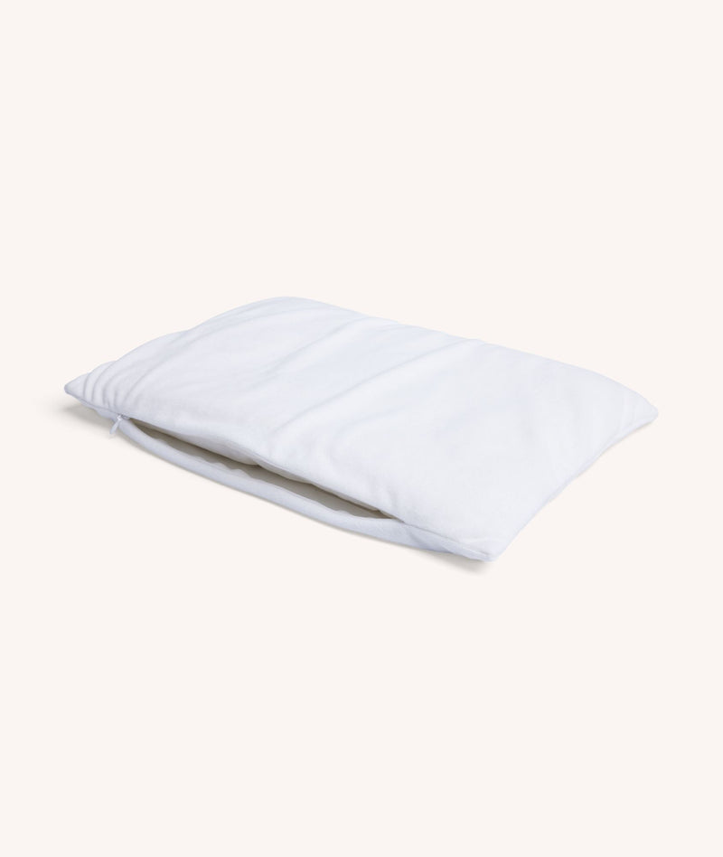 ergoPouch Organic Toddler Pillow Protector White with zipper open