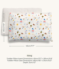 Dimesnions of ergoPouch Organic Toddler Pillow and Case Daydream
