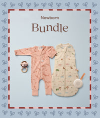 The ergoPouch Newborn bundle includes a Cocoon Swaddle Sack 2.5 TOG, Long Sleeve Romper 1.0 TOG and Drift Away White Noise Machine