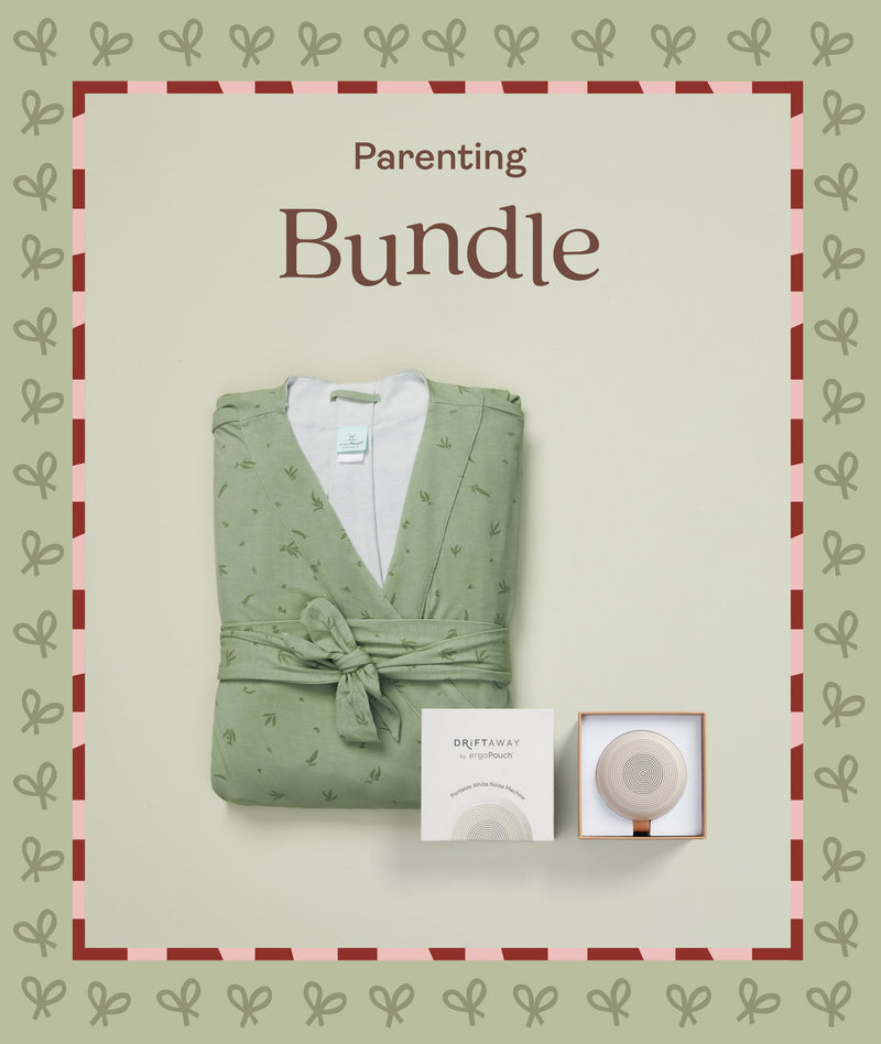 The ergoPouch Parent bundle includes a Matchy Matchy Robe and Drift Away White Noise Machine 