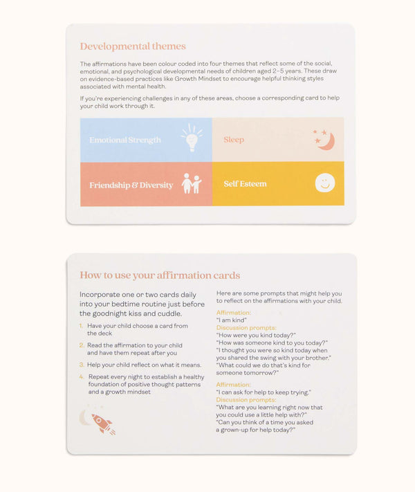 ergoPouch Hello, Sleep! Bedtime Affirmations for Kids developmental themes and instructions