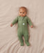 Five newborns wearing an ergoPouch Long Sleeve Romper in different colours