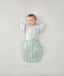 Newborn wearing an ergoPouch Butterfly Cardi Grey Marle with arms in