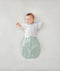 Baby wearing an ergoPouch Butterfly Cardi Grey Marle with one arm out