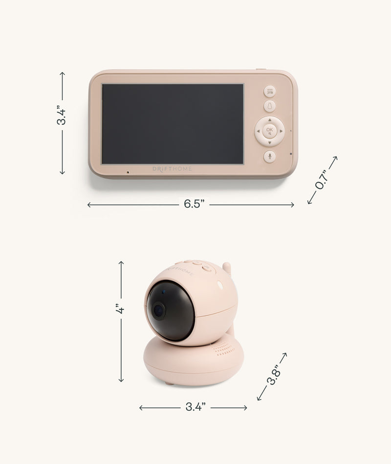 Size dimensions of ergoPouch Drift Home Baby Monitor and Smart TOG Guide