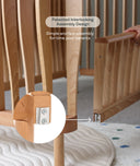 The ergoPouch ellska Skye Crib has patented interlocking assembly design for simplicity