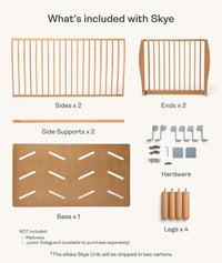 List of components included with the ellska Skye crib 