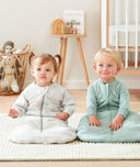 Toddlers wearing ergoPouch Sleep Sack in Sage and Grey Marle