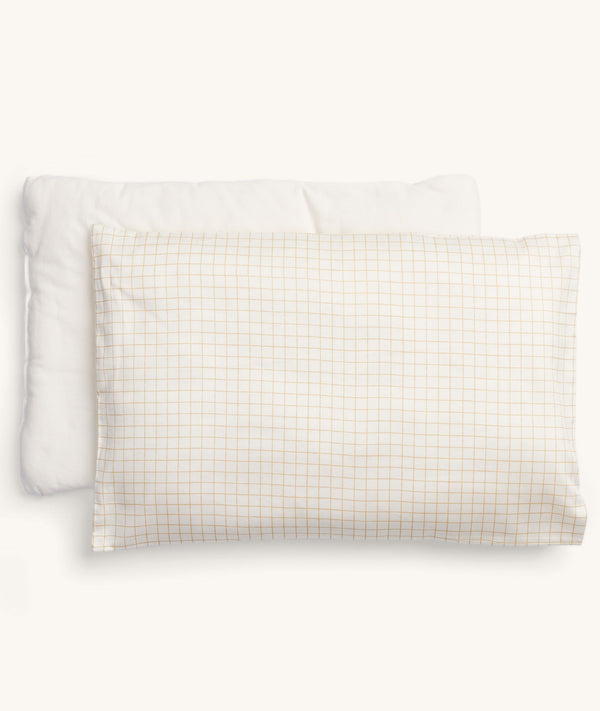 ergoPouch Organic Toddler Pillow and Case Caramel Grid