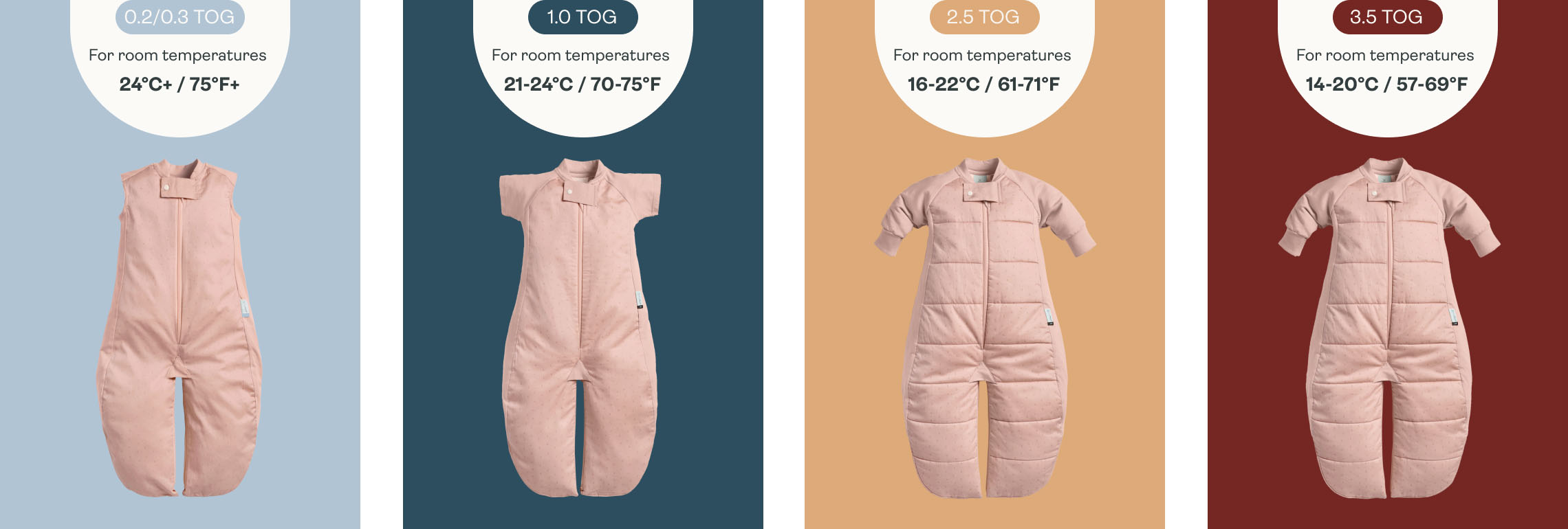 TOG options for the ergoPouch Sleep Suit Sack